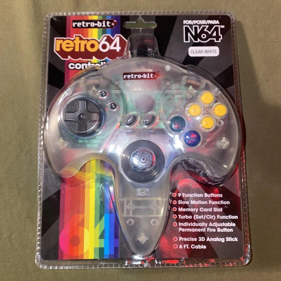 Retro-Bit N64 Tribute Retro 64 Wired Controller CLEAR WHITE MODEL - Image 2 of 4