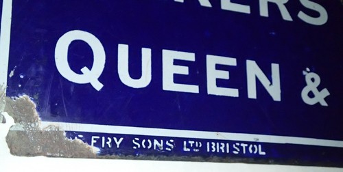 ANTIQUE FRY'S PURE COCOA CHOCOLATE COLBALT PORCELAIN SIGN KING QUEEN ENGLAND UK - Picture 7 of 12