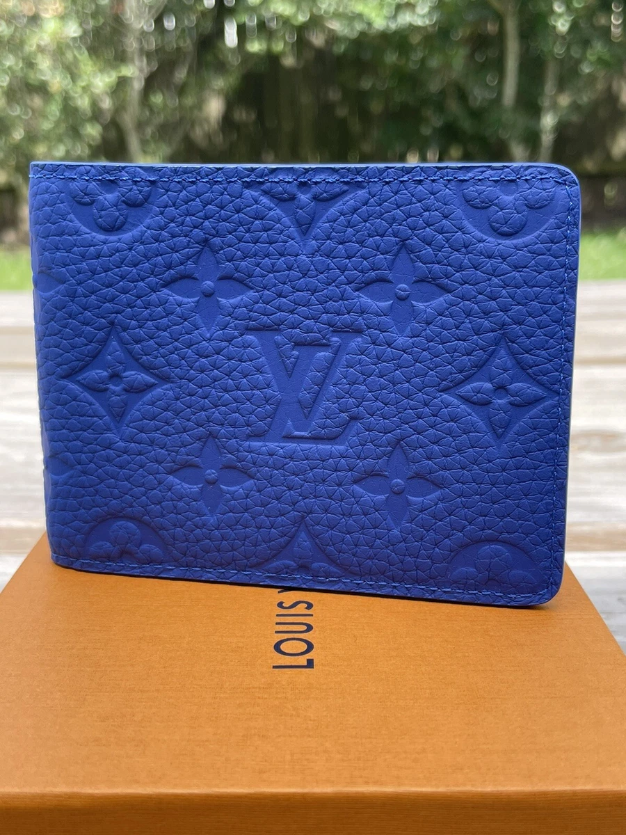 Louis Vuitton Blue Taurillon Leather Slender Wallet M80590 w