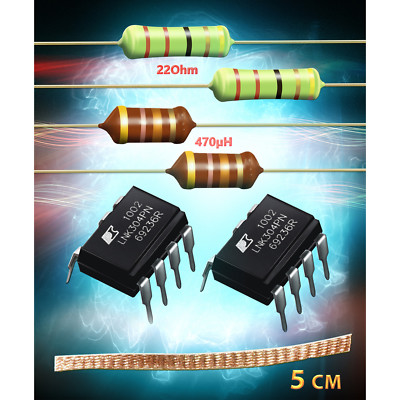 Reparaturset 2x AEG usw. LNK304GN + Widerstand 47 Ohm 3W + HF Drossel 470µH