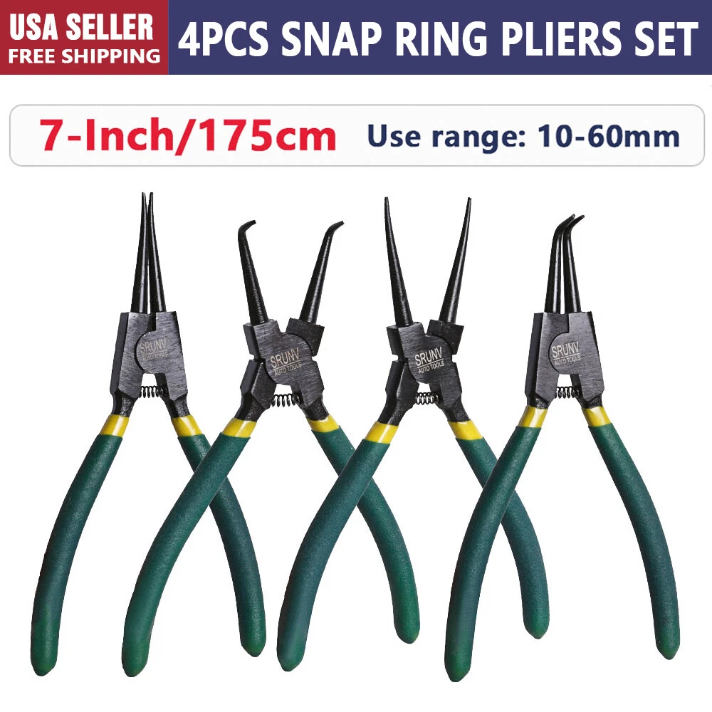 4PCS 7-inch Internal/External Snap Ring Pliers Set Heavy Duty Circlip  Pliers Kit