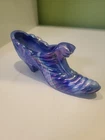 Fenton Glass Sapphire Blue Swirl Iridescent Shoe