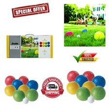 Compact Bocce Ball Set 8 All-Weather Balls with Carrying Case for Easy Play