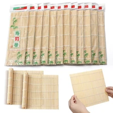 12 Pcs Sushi Mat Bulk Bamboo Sushi Making Roller Non Stick Square Rolling Mat...