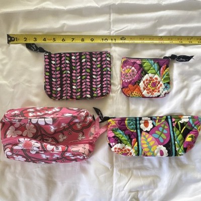 Vera Bradley Multicolor Fabric Quilted Zipper Makeup Bags Set Lot of 4