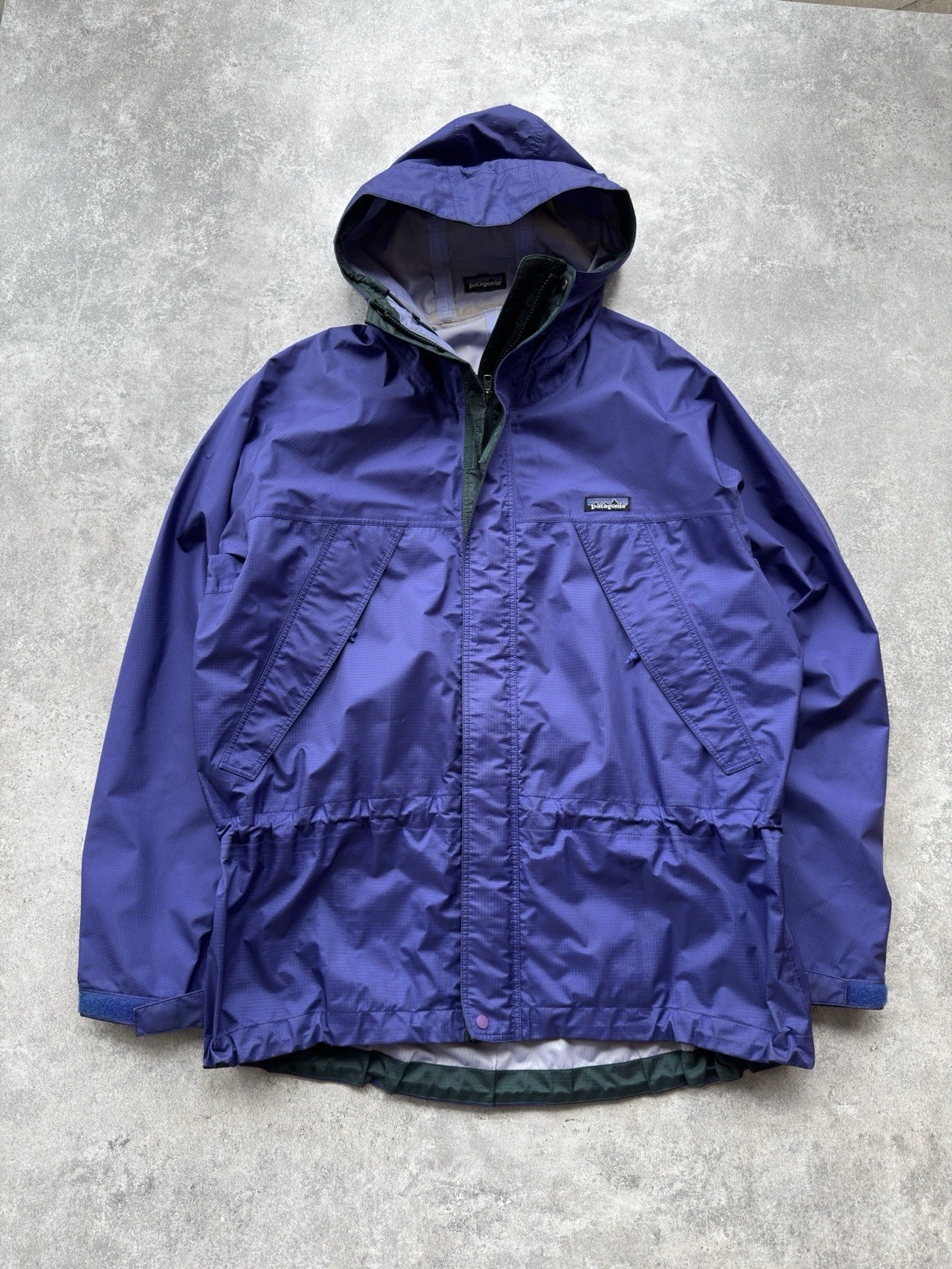Vintage Patagonia Jacket Large Blue Softshell Hooded Full Zip Parka