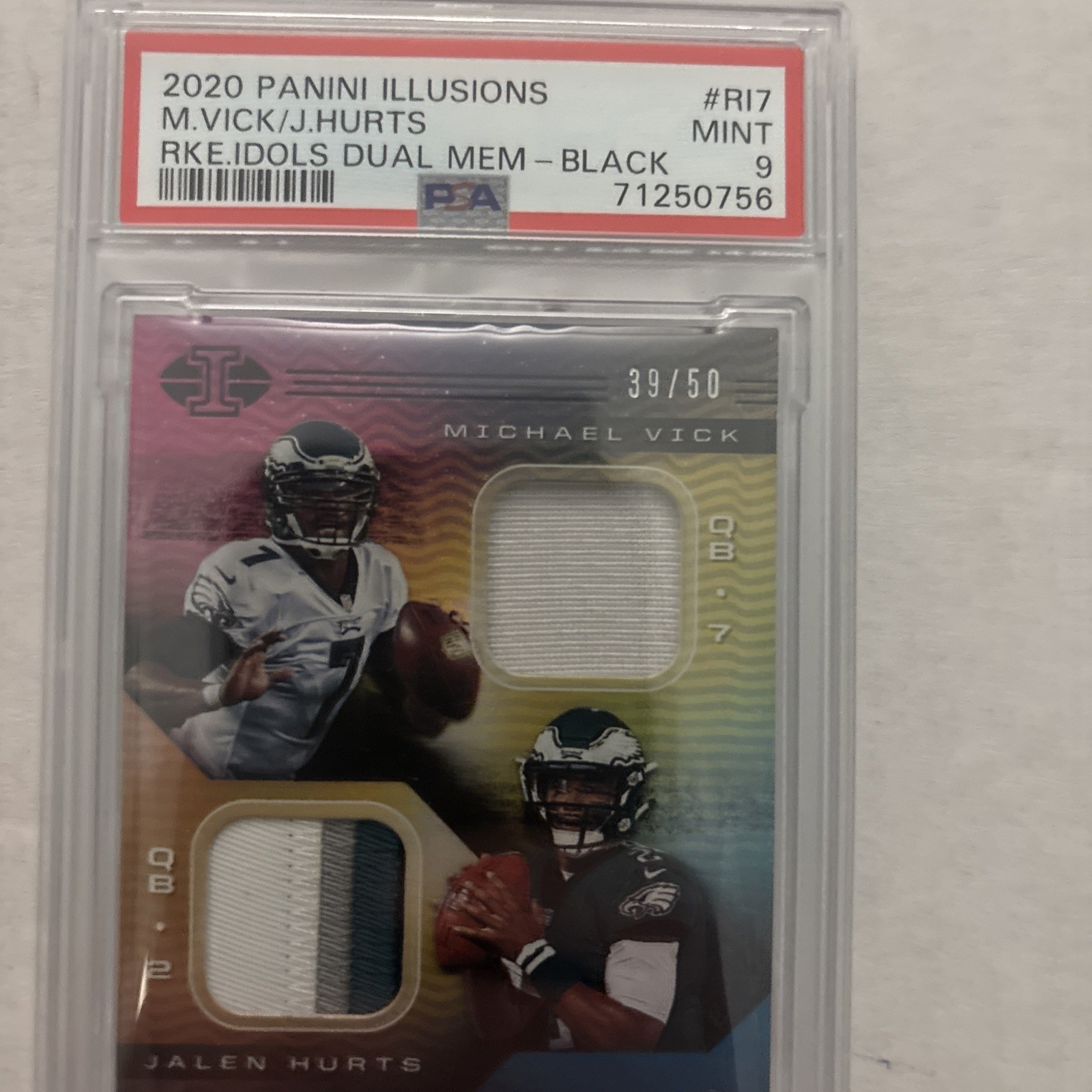2020 Panini Illusions Mike Vick/Jalen Hurts ROOKIE Idols Black #/50 view 2