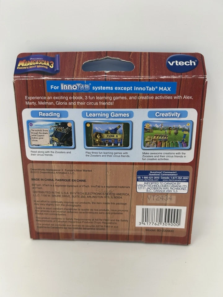 Vtech Innotab Dreamworks Madagascar 3 Cartridge 4-7 Years 80-230900 *NEW! - Image 3 of 4
