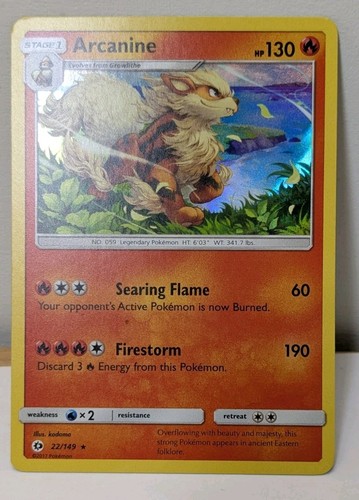 Pokemon TCG Arcanine 22/149 Holo Sun & Moon NM-Mint - Picture 1 of 1