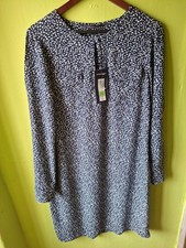 Ladies M&S Navy And White Midi Dress Size 12