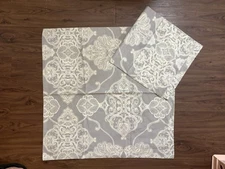 Set of 2 POTTERY BARN Alana Medallion Euro Pillow  Shams Grey White Paisley