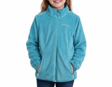 Columbia Full Zip Fleece Jacket Youth Kids L 14/16 Teal Pockets B