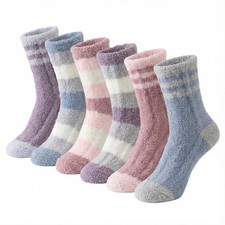6Pairs Women Ladies Soft Fluffy Bed Socks Winter Warm Lounge Slipper Fleece Sock