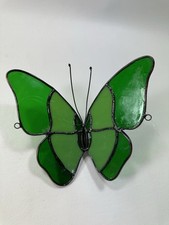 Handmade Stained Glass Butterfly Suncatcher-Two Tone Green