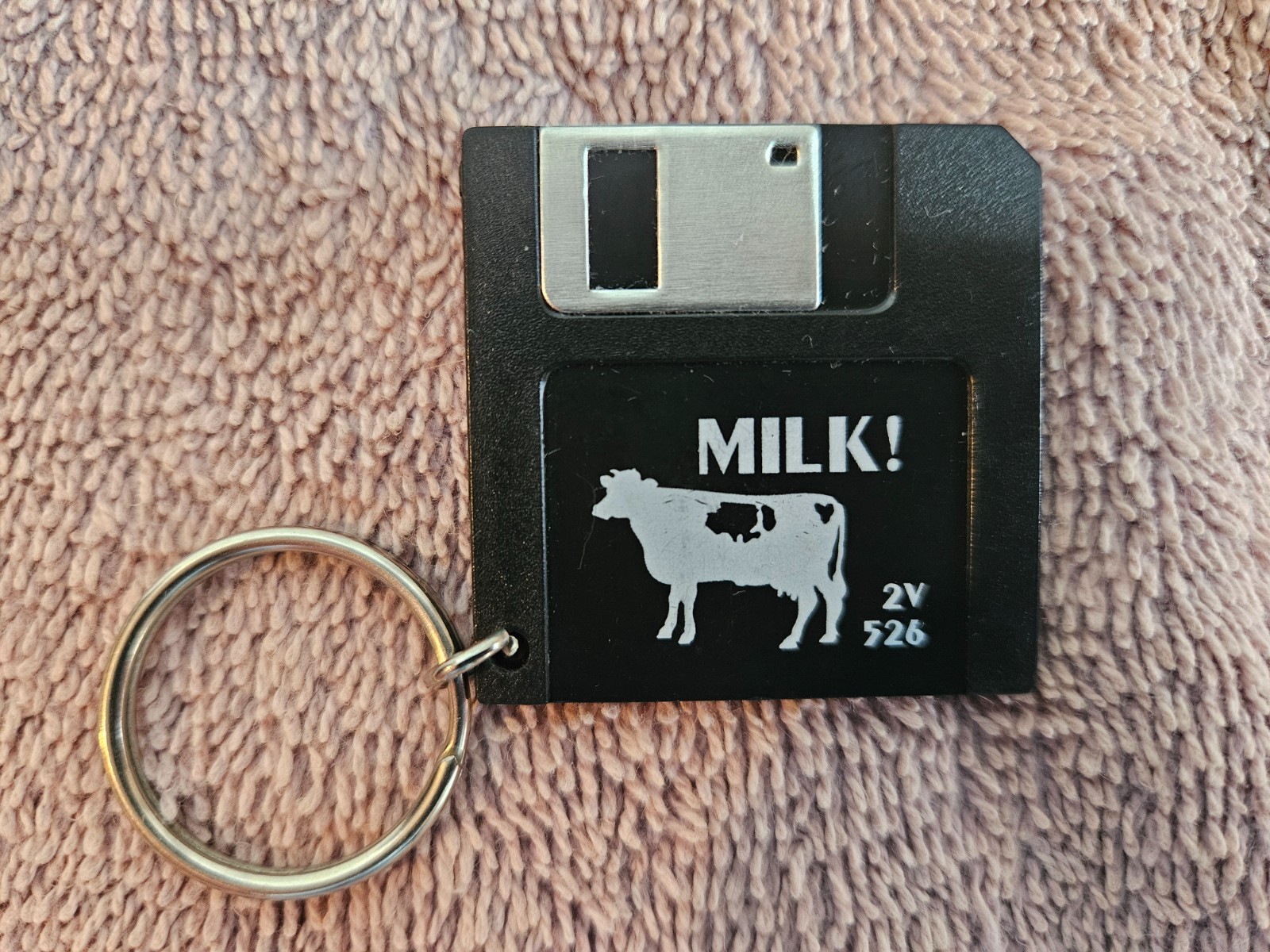 Vintage Keychain shape Mini Floppy Computer  Disk, Black Hard Plastic, 1.5 inch