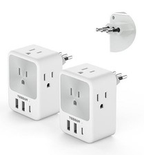  B37/22 Italy Power Adapter 2 Pack, Italy Travel Plug Adapter with 4 Outlets