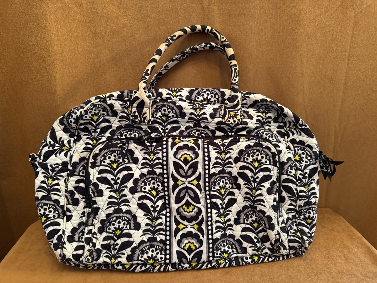 Vera Bradley Carry on Duffle Bag Fanfare Black White Weekender 