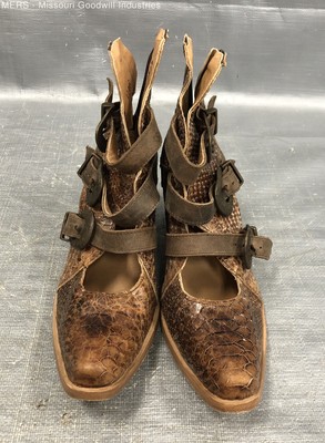 Agave Sky Women Cognac Python Print Georgia Buckles Booties - US 8
