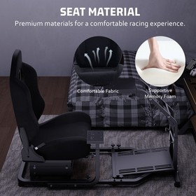 Hottoby Racing Simulator Cockpit With Comfortable Black Seat Fits Logitech G29