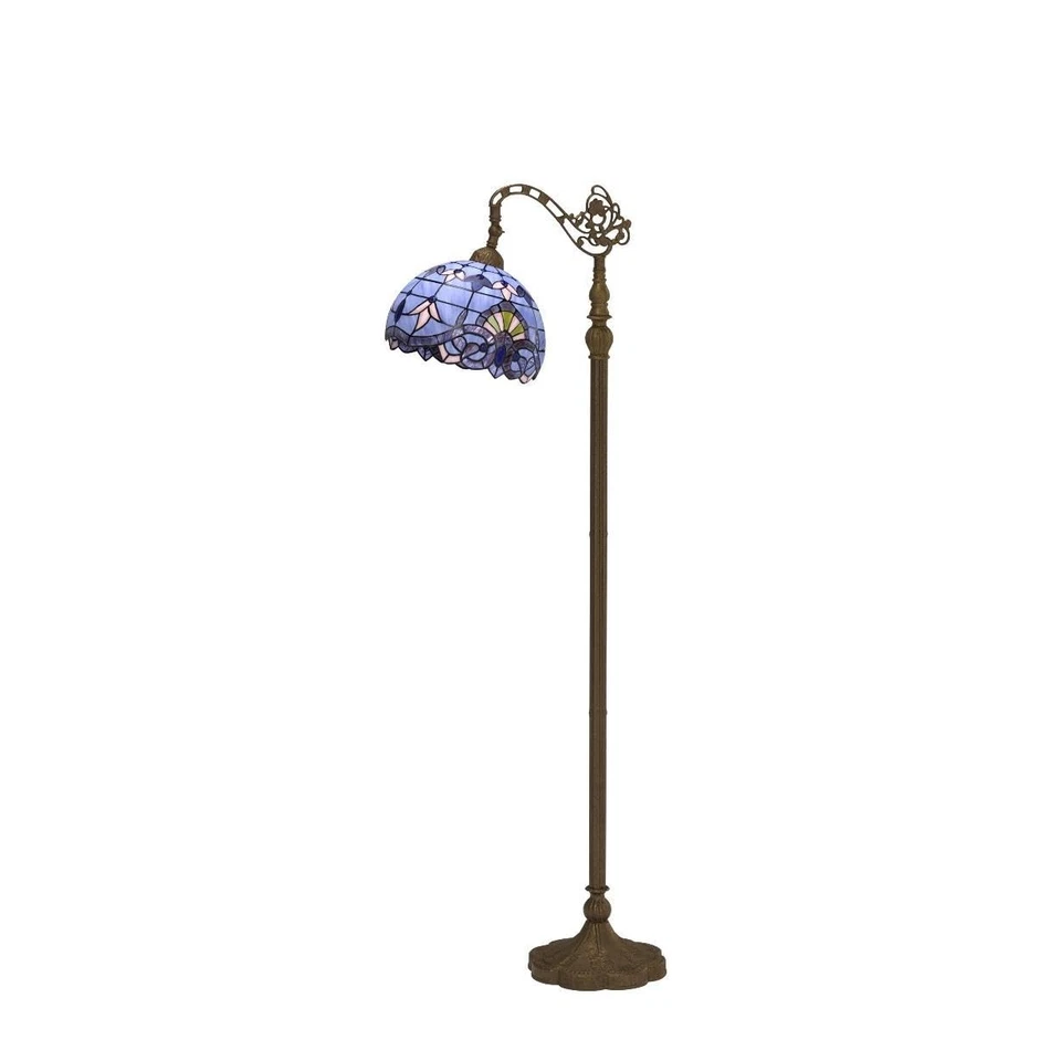 Floor Lamp Tiffany Style Blue Purple Stained Glass Arched Lamp 12X18X64 Inche... - Image 4 of 4