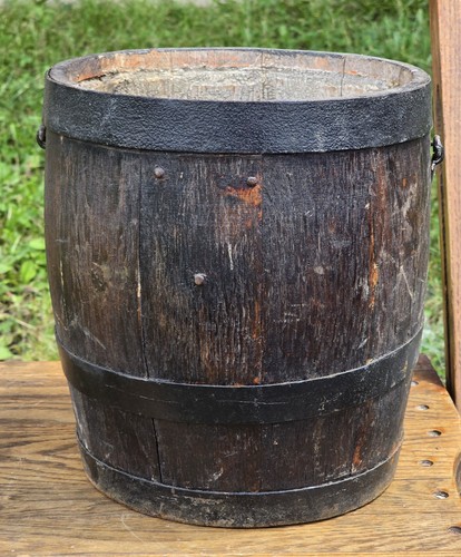 Pittsburgh Antique Wooden Stave Bucket w Metal Bands & Spigot Vintage Primitive - Picture 7 of 11