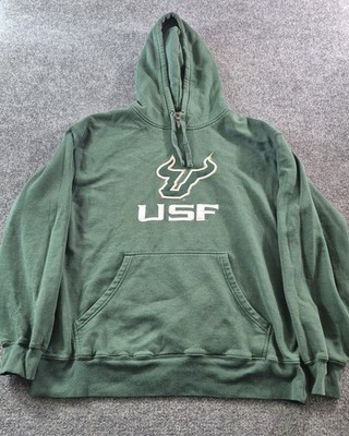USF South Florida Bulls Green Hoodie Section 101 Majestic Sweatshirt Size Large