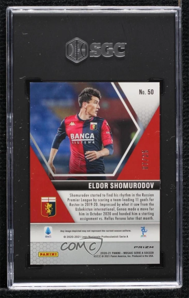 2020 Panini Mosaic Serie A Pink Prizm /25 Eldor Shomurodov SGC 9 MINT Rookie RC - Image 2 of 2