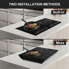 24in Electric Cooktop 2 Burners Ceramic Glass Stove Top Touch Control 4000W