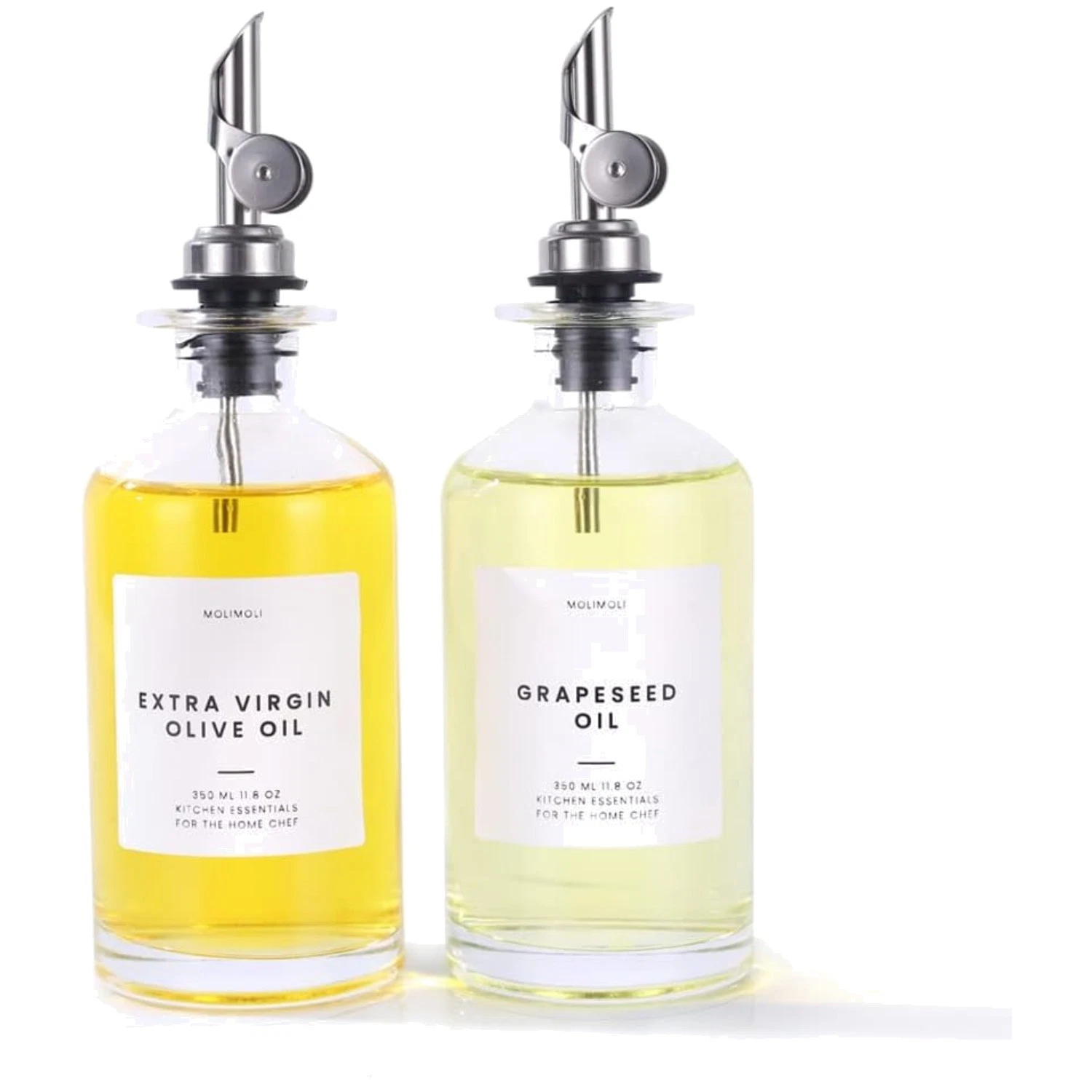 Stylish Glass Bottle Dispenser for Kitchen - 350ml x2