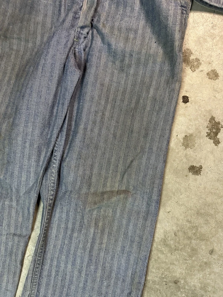 Vintage Blue Top Sanforized Denim Coveralls Overalls Hickory Striped Railroad - Image 3 of 4