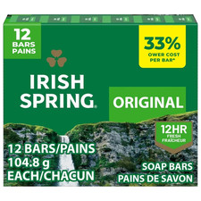 Irish Spring Bar Soap for Men, Original Clean Mens Bar Soap, 12 Pack, 3.7 Oz