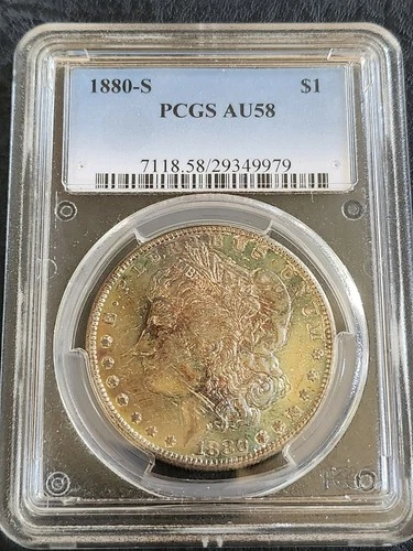 New Listing1880 S Morgan Dollar PCGS AU58 Crazy Zombie Tone