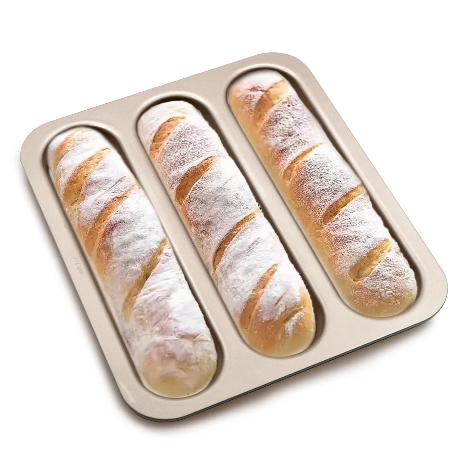 Durable Carbon Steel Baguette Baking Molds Nonstick French Bread Pan with Rec...