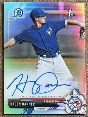 2017 Bowman Chrome Refractor Autograph /499 Hagen Danner #CDA-HD Blue Jays RC