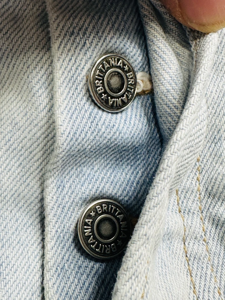 Pantalones Cortos Brittania De Colección Para Hombres 34 Lavado Ligero Denim Botón Mosca 100% Algodón Años 90 Y2K Foto 4 de 4