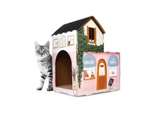 American Cat Club Cat House with Scratcher Catnip Included - Coffee House