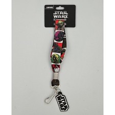 Star Wars Lanyard with Title Charm Featuring Yoda Leia Darth Vader C3PO