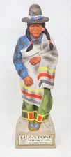 Whiskey Decanter 1969 Lionstone Sculpture “Proud Indian“ w/Hudson Blanket Empty
