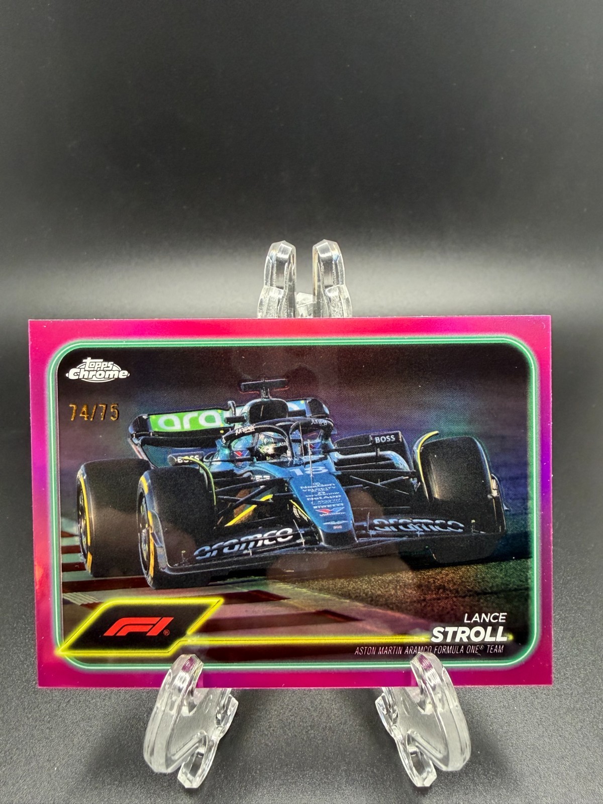 2024 Topps Chrome Formula 1 Lance Stroll #84 Pink Refractor #/75