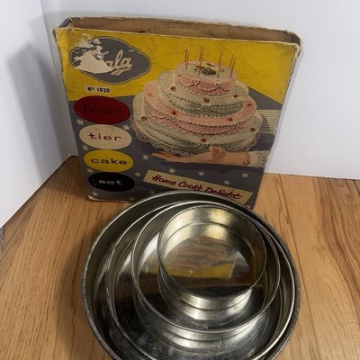 Vintage TALA Four Tier Cake Pan SeT #1020 w Box England Baking Tins MCM 1950s