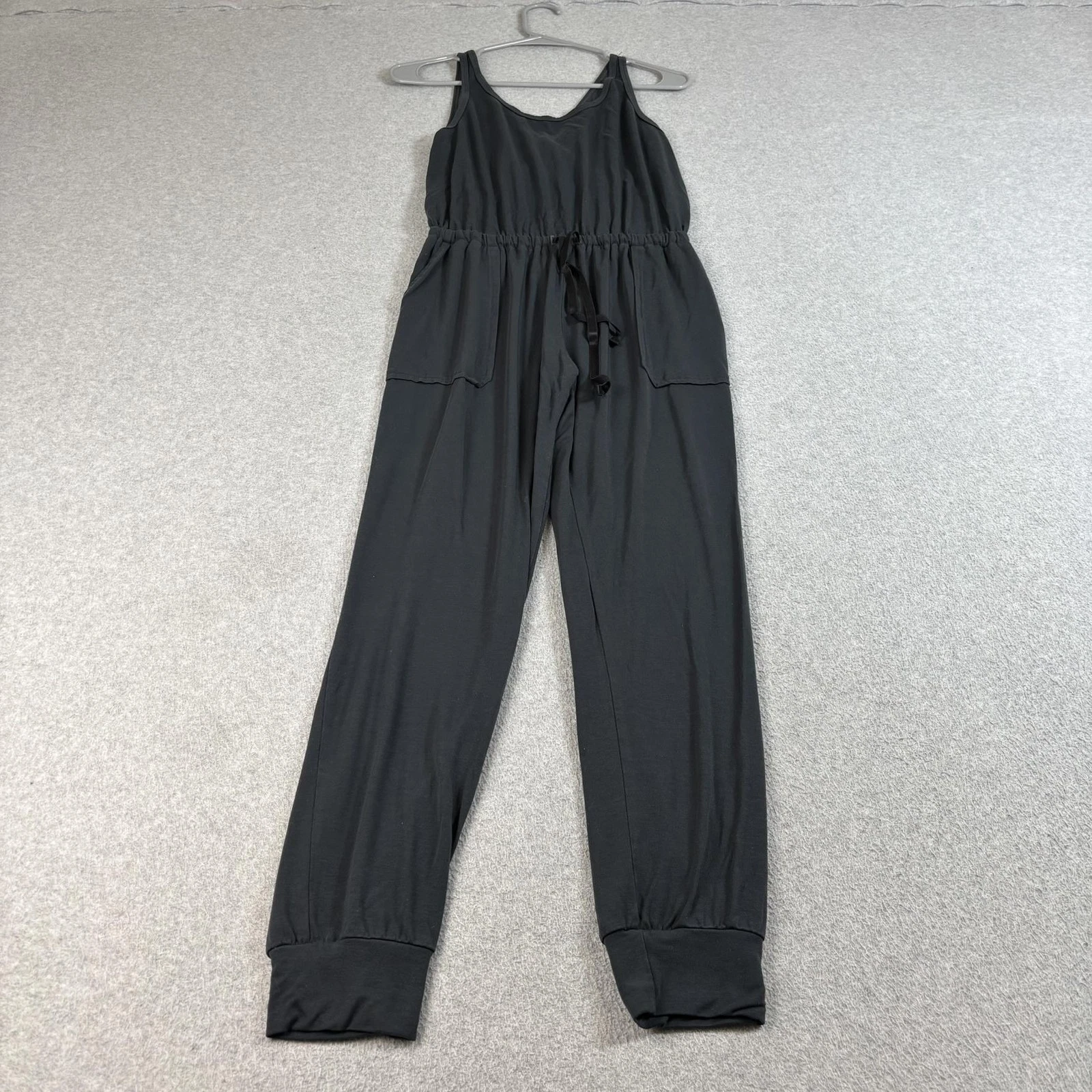 Backcountry Jumpsuit Women Small Black Sleeveless Jersey Drawstring Pockets USA