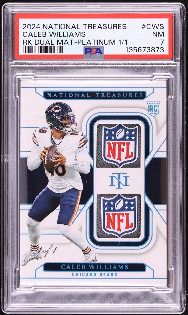 Caleb Williams Panini National Treasures Rookie Dual Materials #CWS Platinum 1/1