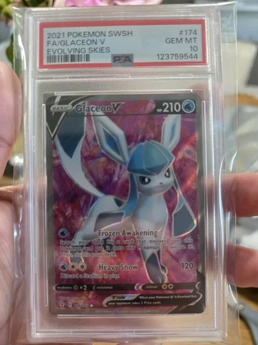 Pokémon TCG Glaceon v Evolving Skies Holo Ultra Rare Card 174/203 Psa 10