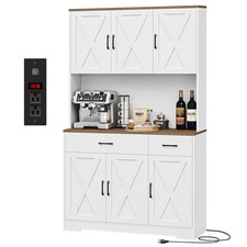 71" Pantry Cabinet with Charging Station Tall Kitchen Pantry Storage Cabinet