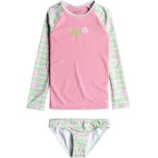 Roxy Hibiline UPF 50 UV Protect Swim Beach Two-Piece Set Long Sleeve Rashguard