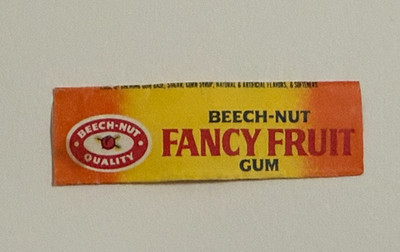 Vintage Beech-Nut Fancy Fruit Chewing Gum Paper Wrapper orange/yellow/orange