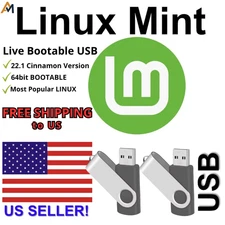 Pack of 2 -Linux Mint Latest 22.1 Cinnamon 64bit BOOTABLE/LIVE USB FREE SHIPPING