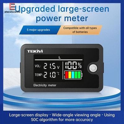 DC8-100V Digital Display Battery Capacity Indicator Voltmeter w/ Temperature