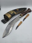 Vintage Nepalese  Kukri Knife with Sheath 9” Engraved Blade
