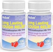 Adult Cough Relief, Dextromethorphan HBr 15mg (200 Softgels), 8 Hour Long Lastin